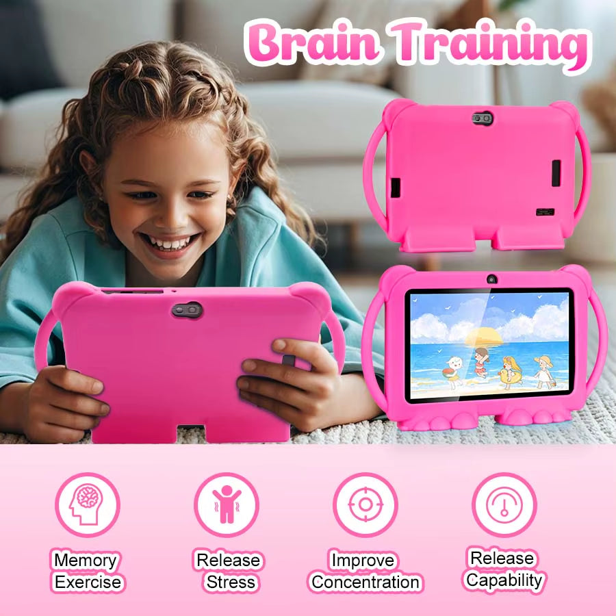 7 Inch Android 14 Kids Tablet, 4GB RAM+32GB ROM, 2.4G WIFI, BT 4.2, Eye Protection IPS Screen, with Parental Controls