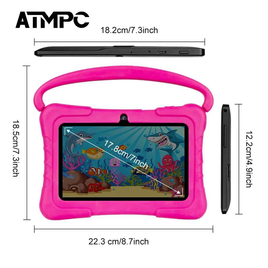 Kids Tablet PC with Iwawa Android 11 7 Inch Tablet 3GB RAM+32GB ROM 2.4G WIFI Bluetooth 4.2 , Children'S Learning Tablet