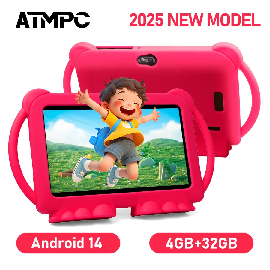 7 Inch Android 14 Kids Tablet, 4GB RAM+32GB ROM, 2.4G WIFI, BT 4.2, Eye Protection IPS Screen, with Parental Controls