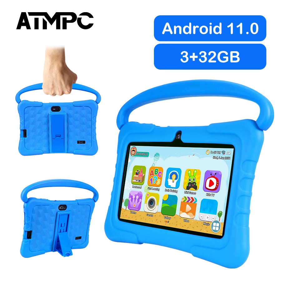 Kids Tablet PC with Iwawa Android 11 7 Inch Tablet 3GB RAM+32GB ROM 2.4G WIFI Bluetooth 4.2 , Children'S Learning Tablet