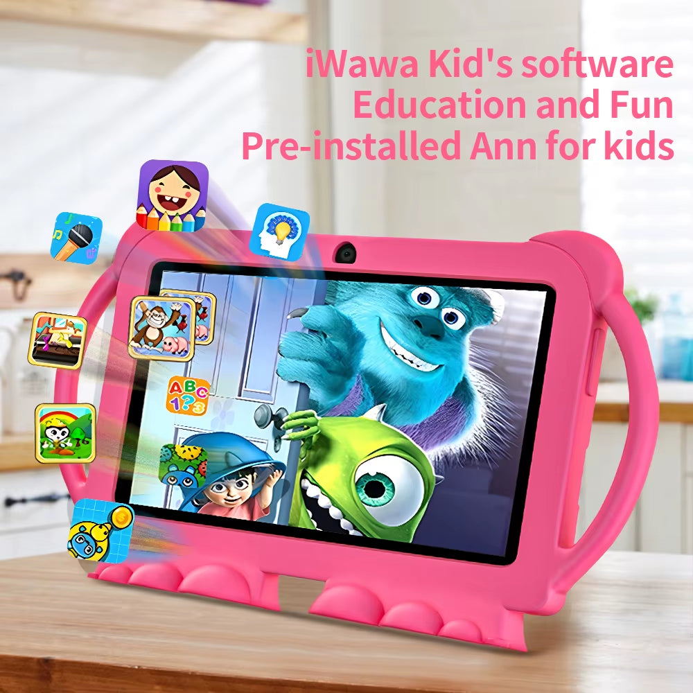 2024 Newest 7 Inch Kids Tablet Quad Core Android 9.0 64GB Wifi Bluetooth Educational Software Installed