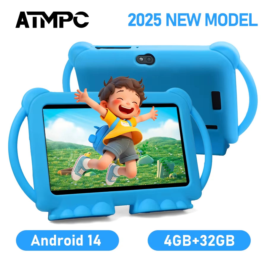 7 Inch Android 14 Kids Tablet, 4GB RAM+32GB ROM, 2.4G WIFI, BT 4.2, Eye Protection IPS Screen, with Parental Controls